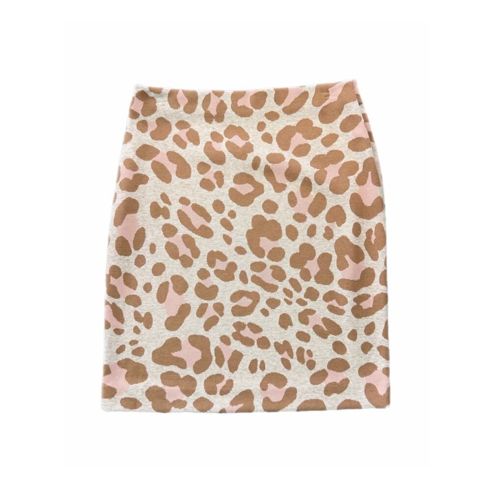 Ann Taylor NEW PETITE Tan Brown Blush Leopard Animal Print Knit Pencil Skirt
